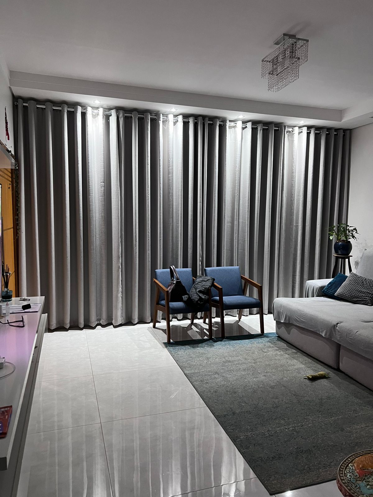 Cortina de Gaze de Linho cinza com Forro Blackout 70% - Para Trilho Suisso Modelo Max Simples 6,00 x 2,50 ( Cliente Thais ) ( D ) - Cópia (1)