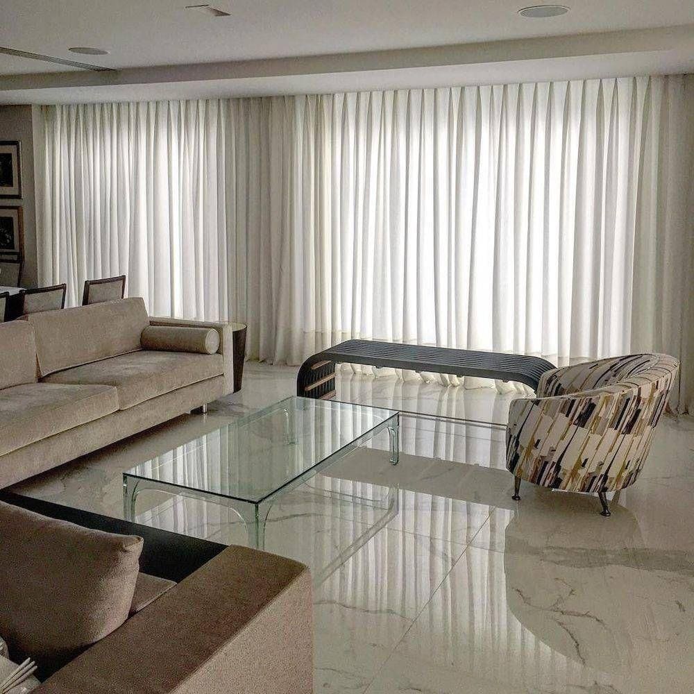 1 Cortina de Gaze de Linho Off White com Forro Microfibra Pérola - Para Varão Simples / Ilhós Branco Cortina: 10,00 x 2,56 - em 4 partes Cliente Mari (G)