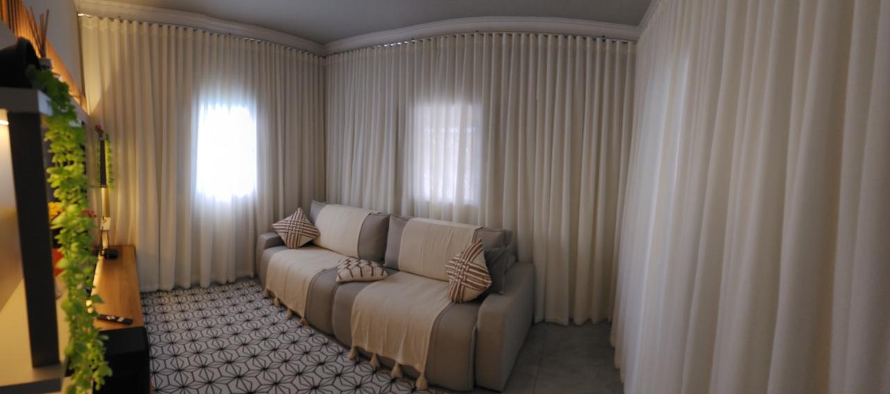 2 Cortinas de Gaze de Linho Off Whitte com Forro Microfibra Pérola - Para Varão Simples 4,00x2,70 ( Ver Descrição) W