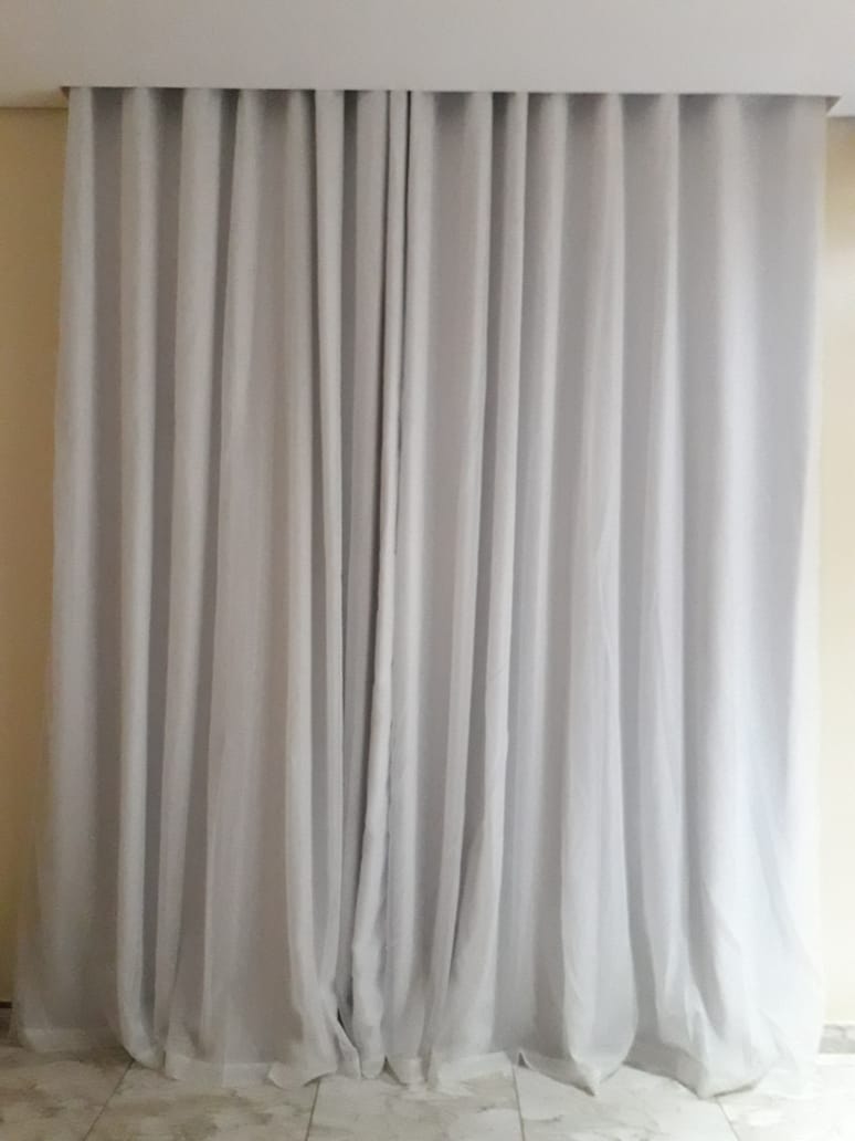 Cortina de Blackout 100% branco gelo sem voil  - Para Trilho Suisso Max SIMPLES ( Cliente Karine ) ( D )