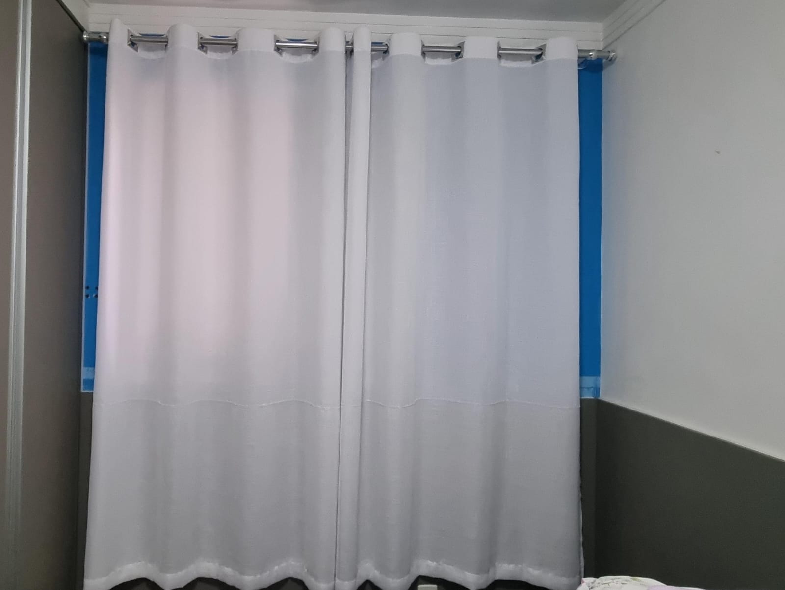 Cortina de Blackout 100% para varão simples sem voil com ilhós branco 7,00 x 1,50 ( Cliente Josi ) ( D )