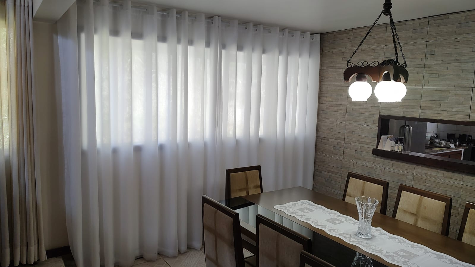 Cortina de Gaze de Linho Branca com Forro Microfibra Branca - Para Varão Simples com ilhós 8,00 x 2,60 ( Cliente Lenice ) ( D ) 