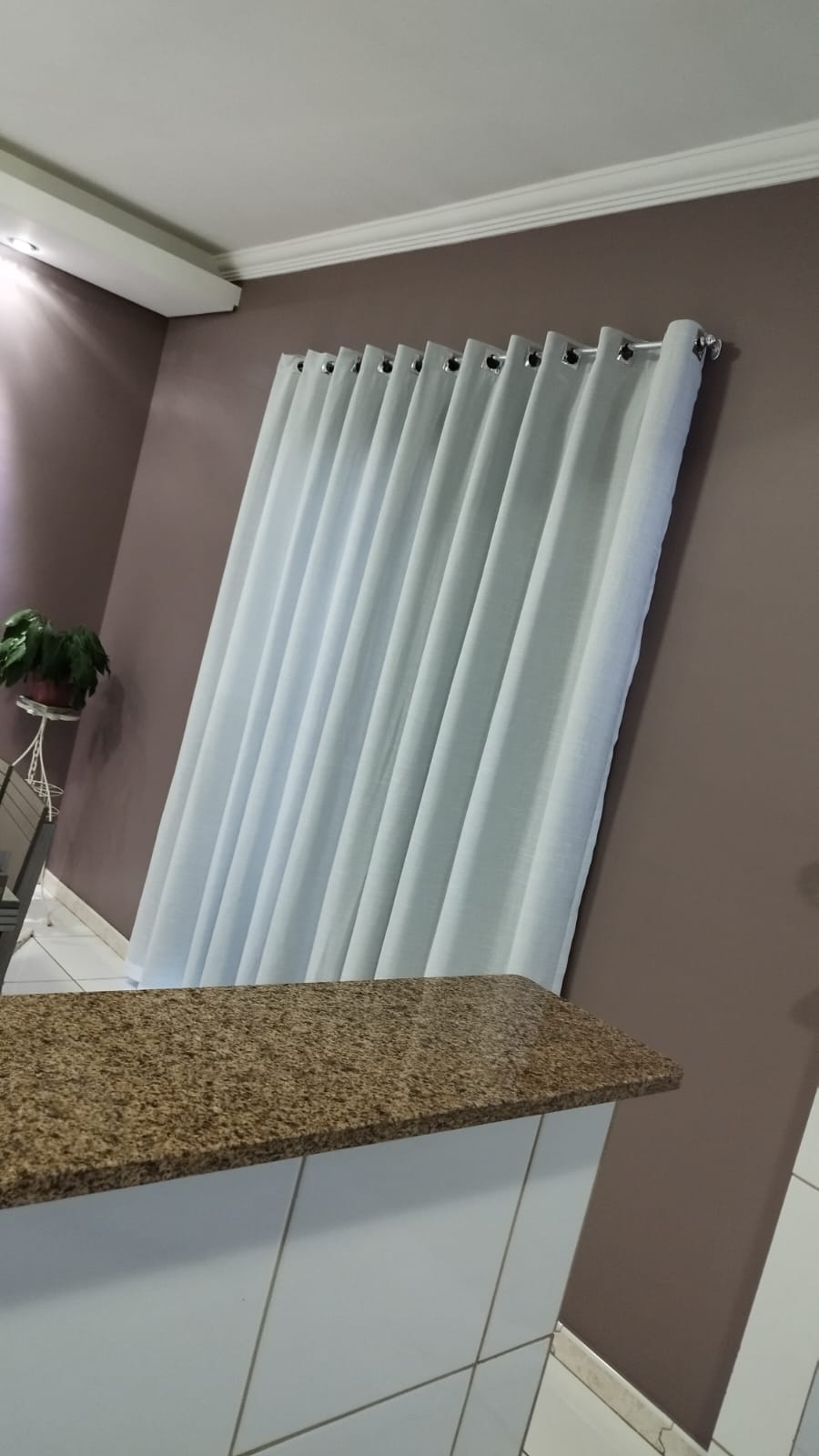 Cortina de Gaze de Linho branca com Forro Microfibra branca - Para Varão Simples com ilhós cromado ( Cliente Marcia ) ( D )