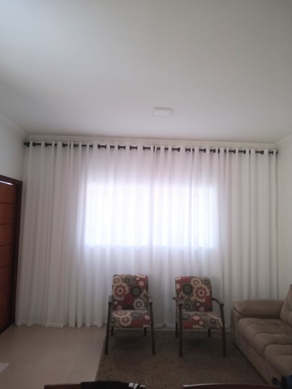 Cortina de Gaze de linho Branca com Forro Microfibra Branco - Para Varão SIMPLES com ilhós cromado 9,00 x 2,80 ( Cliente Jaqueline ) ( D ) 