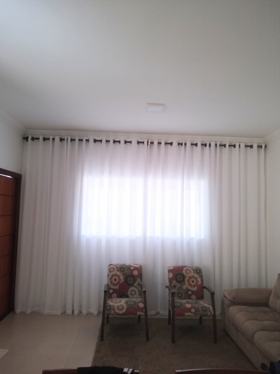 Cortina de Gaze de linho branco com Forro Microfibra pérola - Para Varão Simples com ilhós branco 5,00 x 2,35 ( cliente Dulce ) ( D ) 