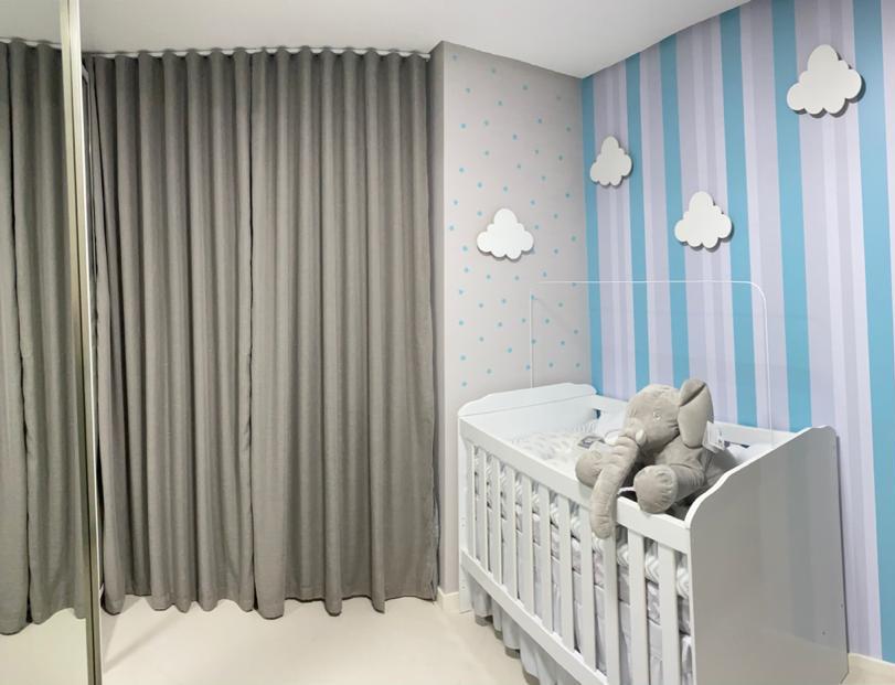 Cortina de Gaze de Linho cinza com Forro Blackout 70% branco gelo - Para Trilho Suisso Max SIMPLES 5,40 x 5,40 ( Cliente Cristiane- Priscila Emival ) ( D )