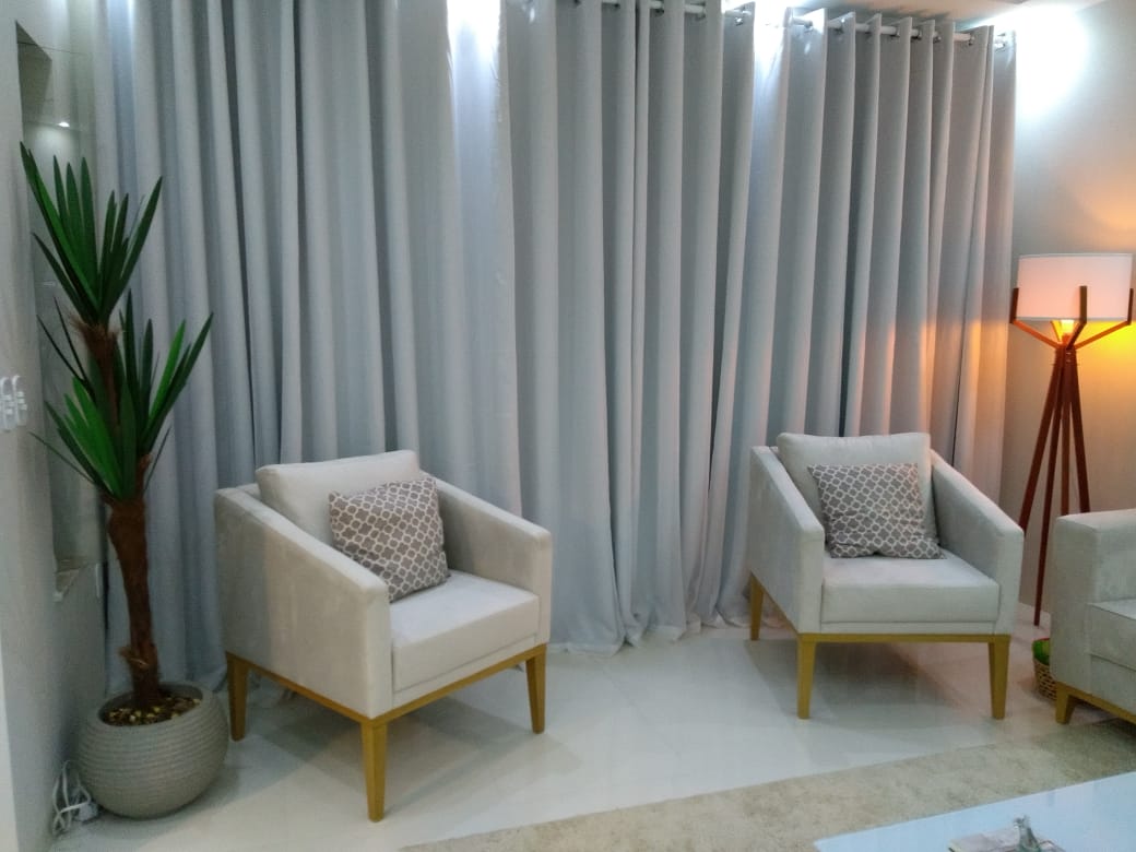 Cortina de Gaze de Linho Cinza com Forro Blackout 70% cinza claro - Para Varão Simples com ilhós 4,00 x 1,60 ( Cliente Mirian ) ( D )