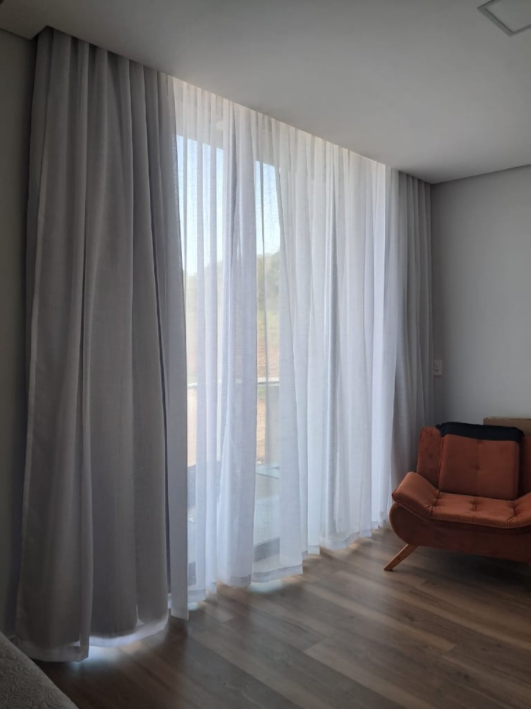 Cortina de Gaze de Linho 6,00 x 2,65  blackout 100%  3,00 x 2,65 - Para Trilho Suisso Max Duplo ( cliente Gisely ) ( D )  