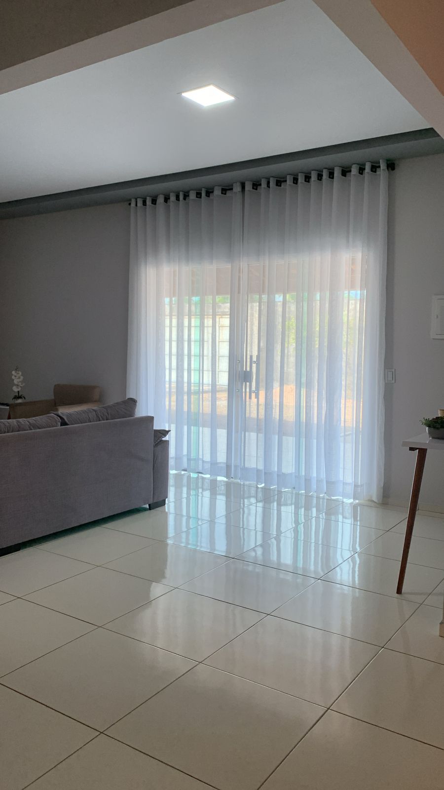 Cortina de Gaze de Linho Off White sem forro para simples com ilhós 6,00 x 2,10 ( Cliente Tania ) ( D )