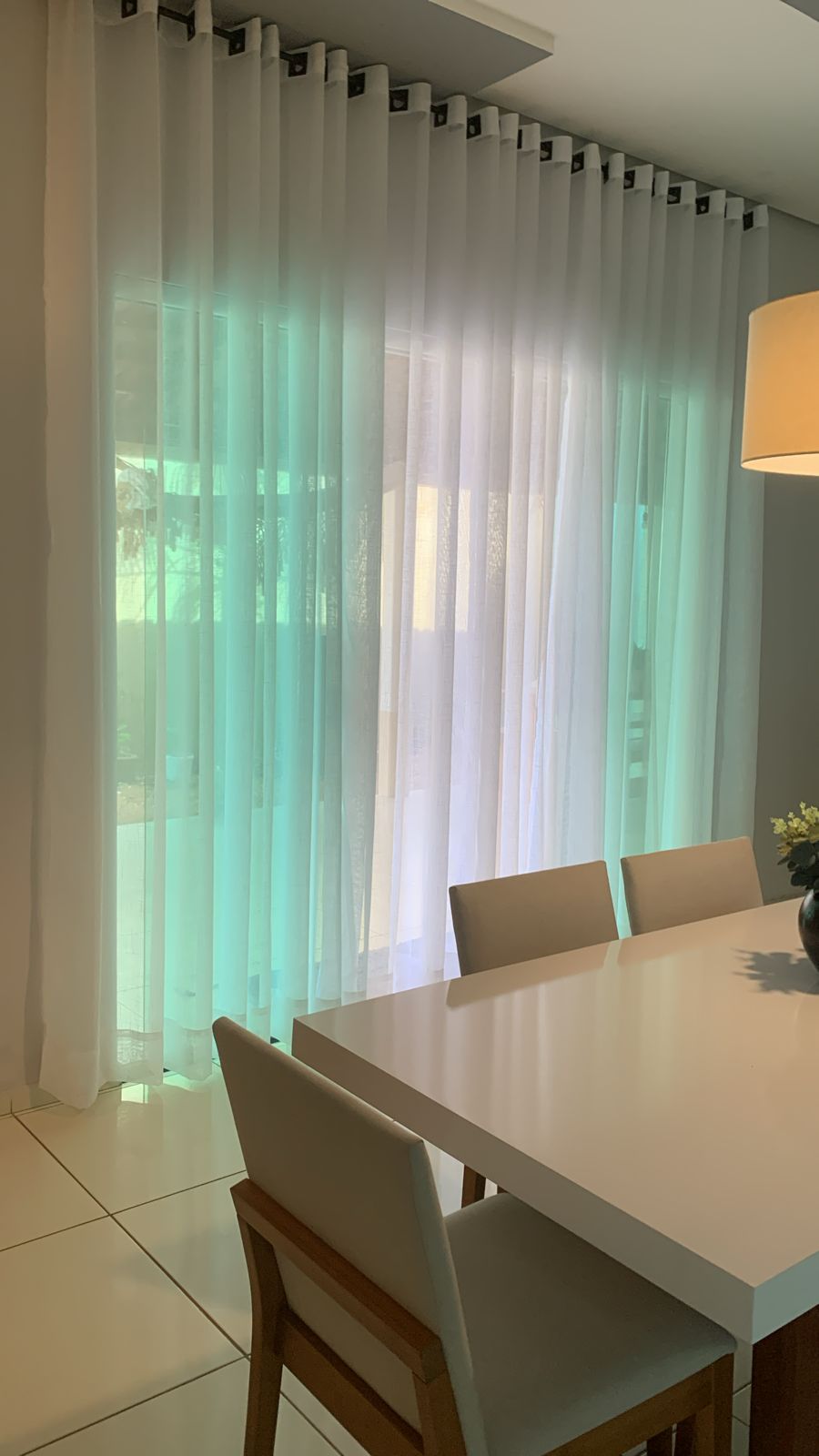 Cortina de Gaze de Linho Off White sem Forro  - Para Varão Simples com ilhós cromado ( Cliente Denise ) ( D )