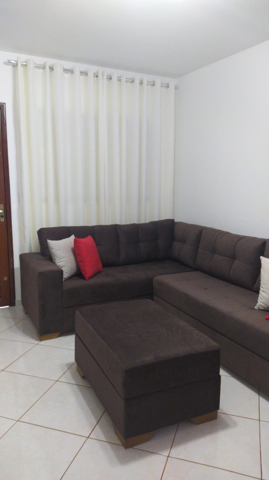  Cortina de Voil Liso Branco com Forro Microfibra Pérola- Para Varão Simples 5,00x2,12 ( Ver Descrição) W