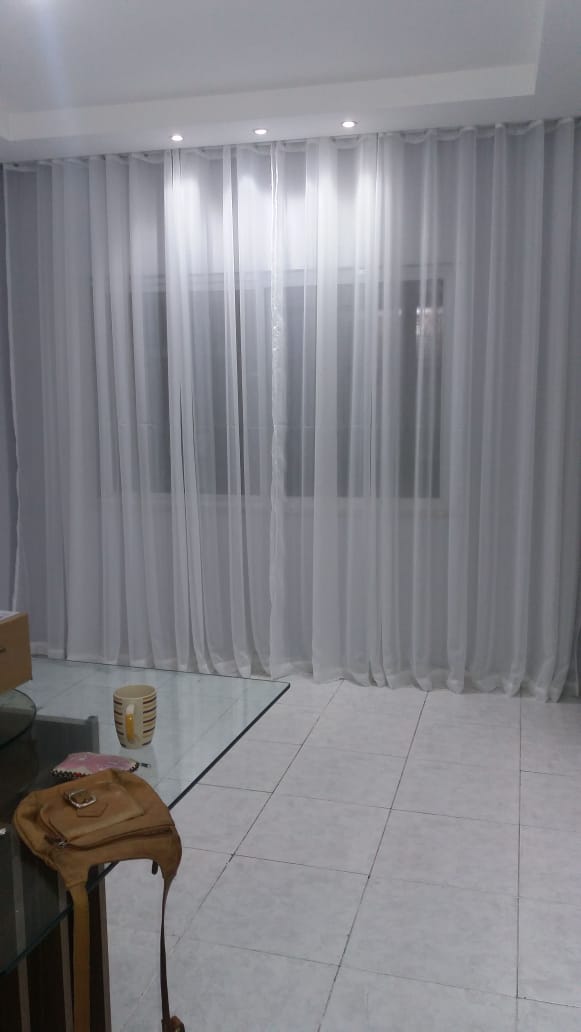Cortina de voil liso branco sem forro para varão simples 5,00 x 2,40 ( Cliente Miguel ) ( D )