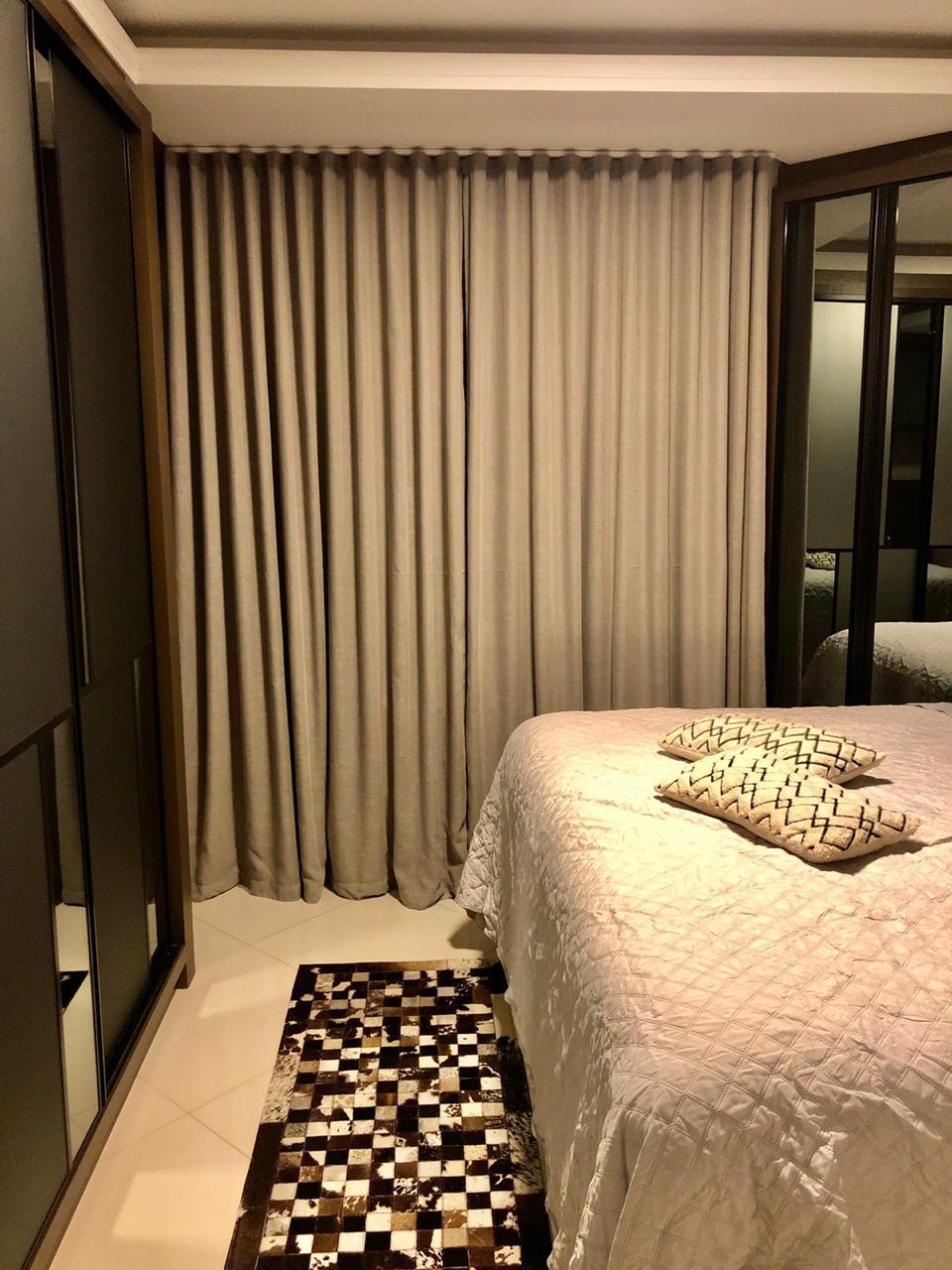 Cortina de Voil Liso chocolate com Forro Blackout 70% Bege - Para Varão Simples com ilhós tabaco 10,00 x 2,64 ( Cliente Silma ) ( D )