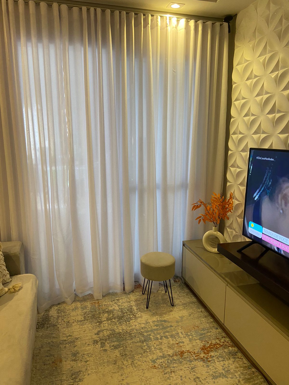 Cortina de voil liso branco com forro microfibra branco para trilho suisso modelo max simples 2,50 x 2,35 ( Cliente Day ) ( D )