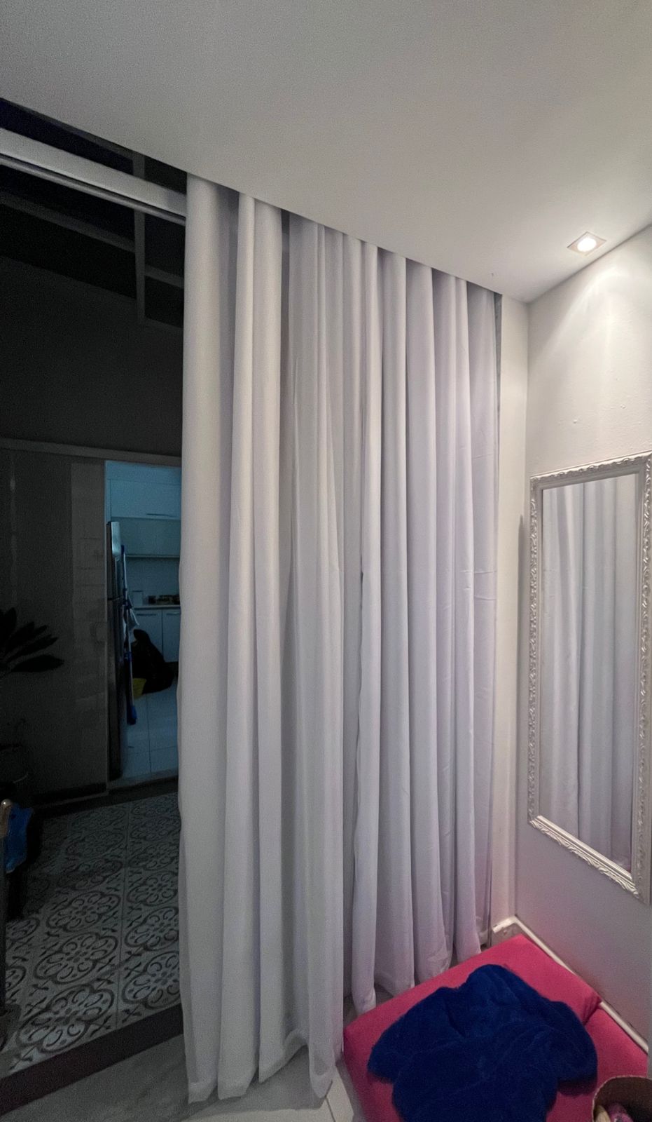 Cortina de Voil Liso Off White com Forro Blackout 70% Brnaco gelo - Para Trilho Suisso Max Simples ver descrição ( Cliente Bia Molon ) ( D )