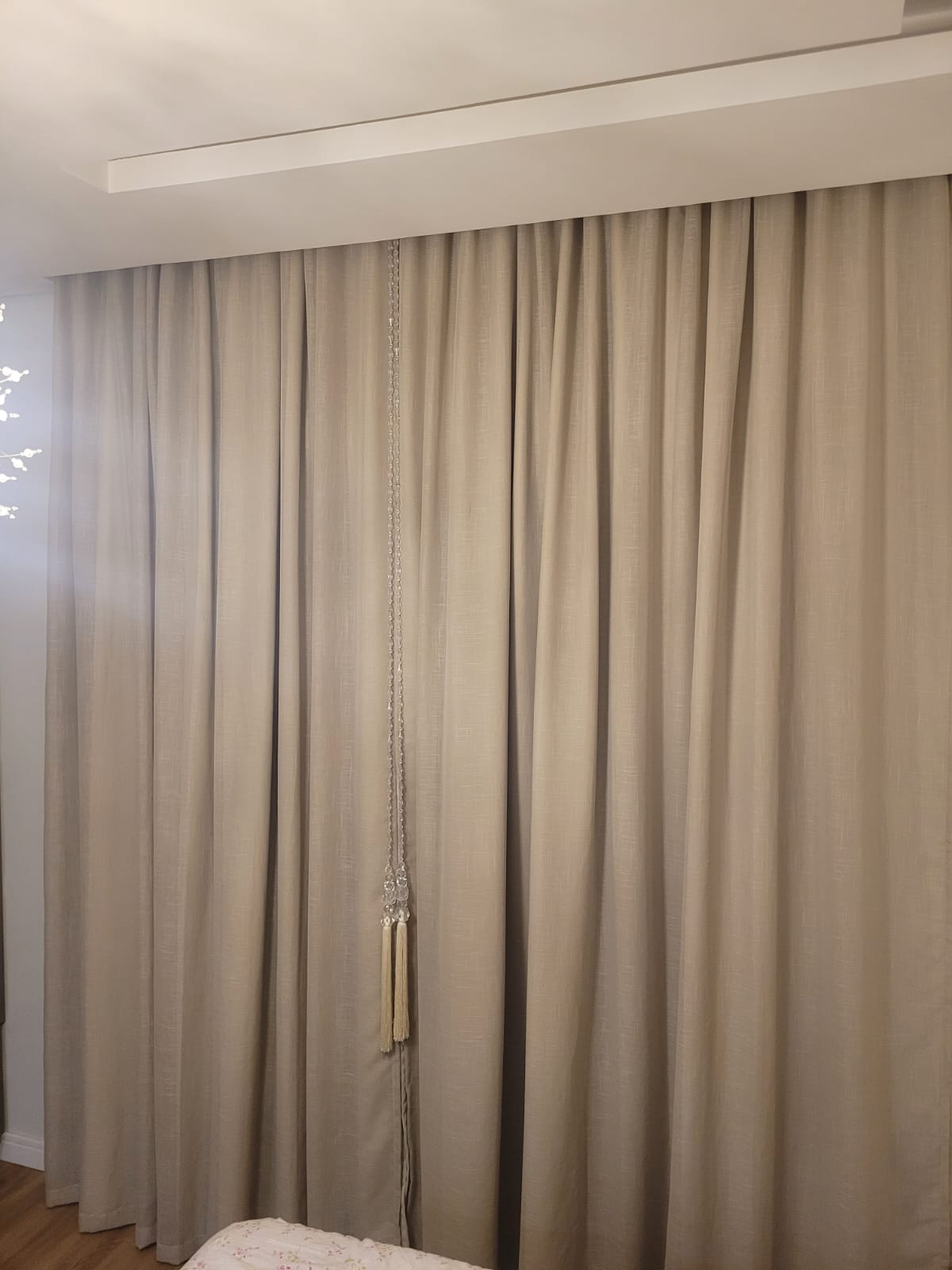 Cortina de Voil Liso pérola com Forro microfibra bege - Para Varão deslizantes simples 8,10 x 3,05 ( Cliente Flavia ) ( D )