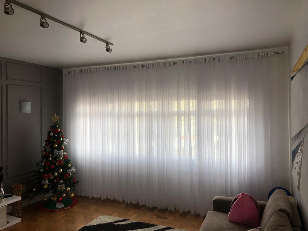 Cortina Voil Liso Pérola SEM FORRO 15,00 x 2,75 em 2 partes - barra de 6cm / Para Varão (ilhós cromado) Cliente Claide (G) 