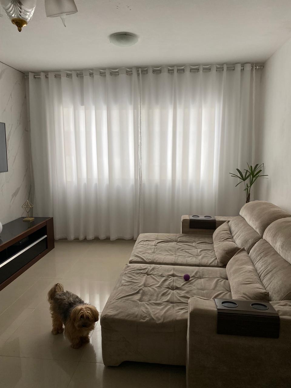 Kit 3 cortinas voil liso branco com forro microfibra branco - para varão ilhós BRANCO - Cliente Bruna (G) 