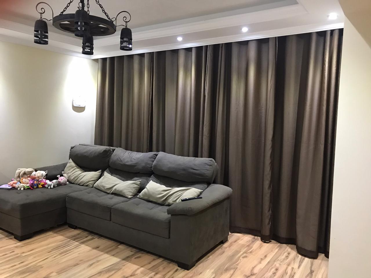 Kit de 2 cortinas de voil liso marrom com forro blackout 100% para varão simples ( Cliente Rejane ) ( D )