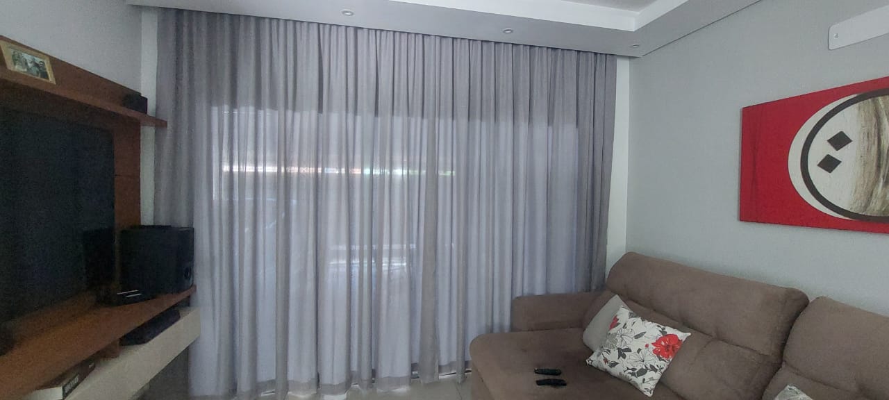 Kit de 2 cortinas Gaze de linho e voil flame perola com forro microfibra para Varão ( Cliente Edilene ) ( D )