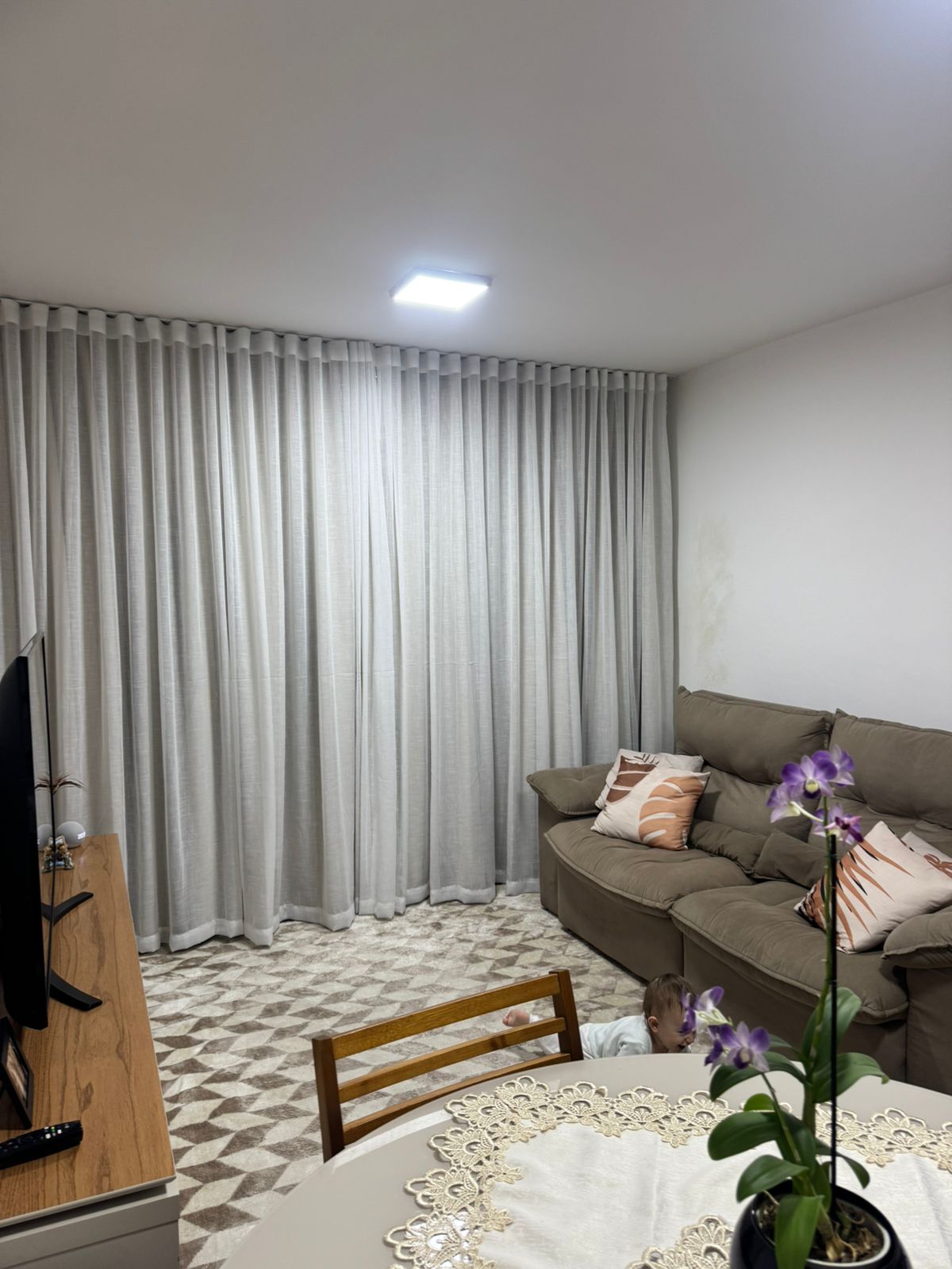 Kit de 3 cortinas de Gaze de Linho branca com forro blackout 100% branco gelo para trilho suisso max duplo ( Cliente Daiane ) ( D ) 1° link 