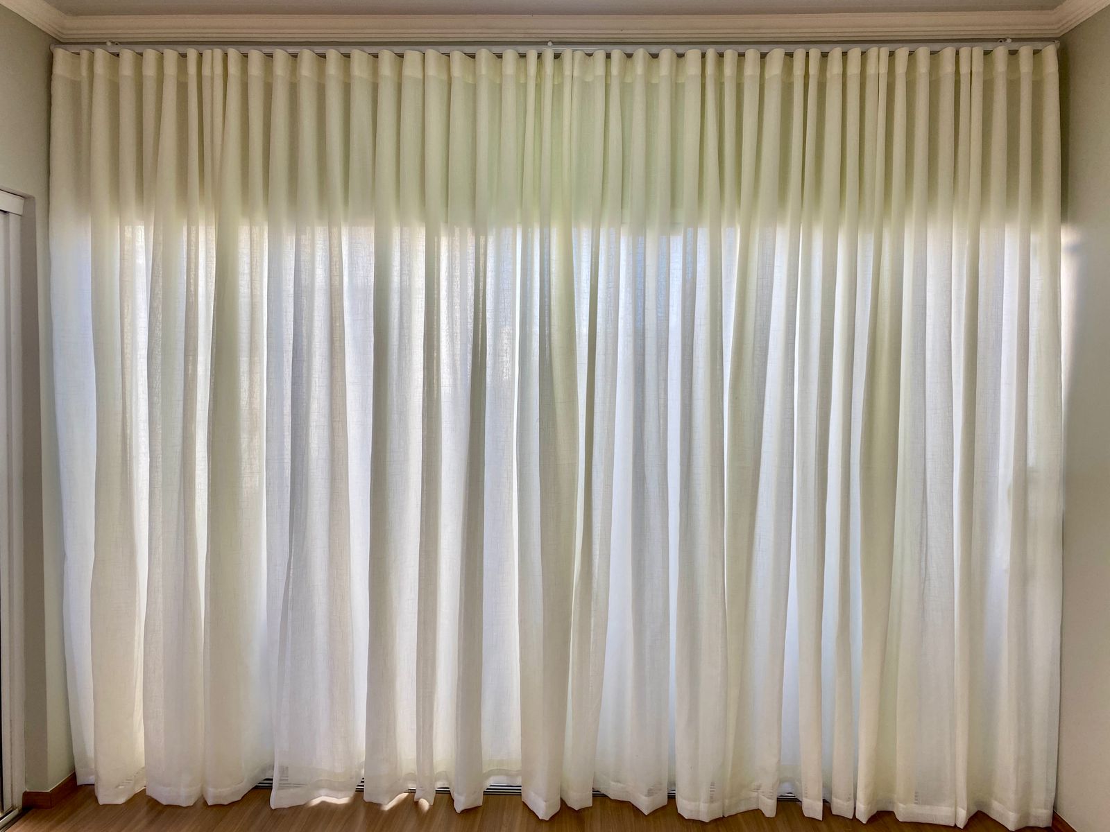 Kit de 3 Cortinas de Gaze de Linho branca com Forro Microfibra branca - Para Trilho Suisso Max SIMPLES  ver descrição ( Cliente Irani ) ( D ) 