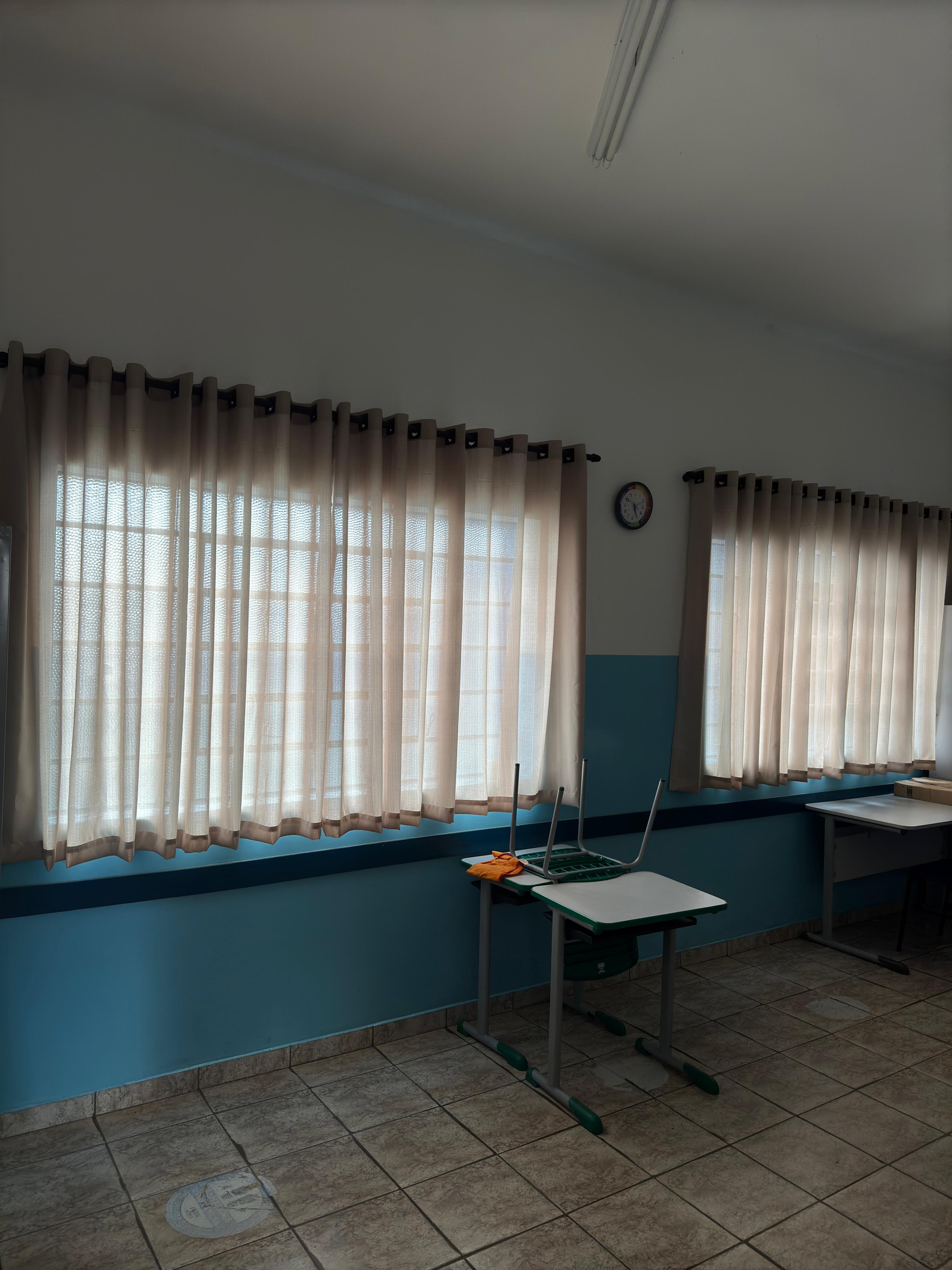 Kit de 3 Cortinas de Jacquard Bege sem Forro - Para Varão Simples com ilhós Branco ( Cliente Silvana ) ( D )