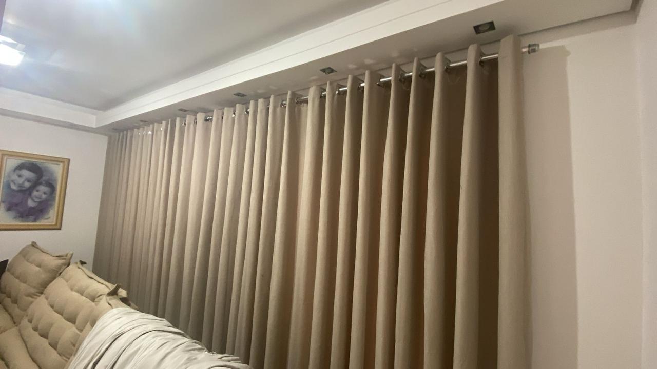 Kit de 3 cortinas de voil liso com forro microfibra perola para varão simples ( Cliente Carla ) ( D )