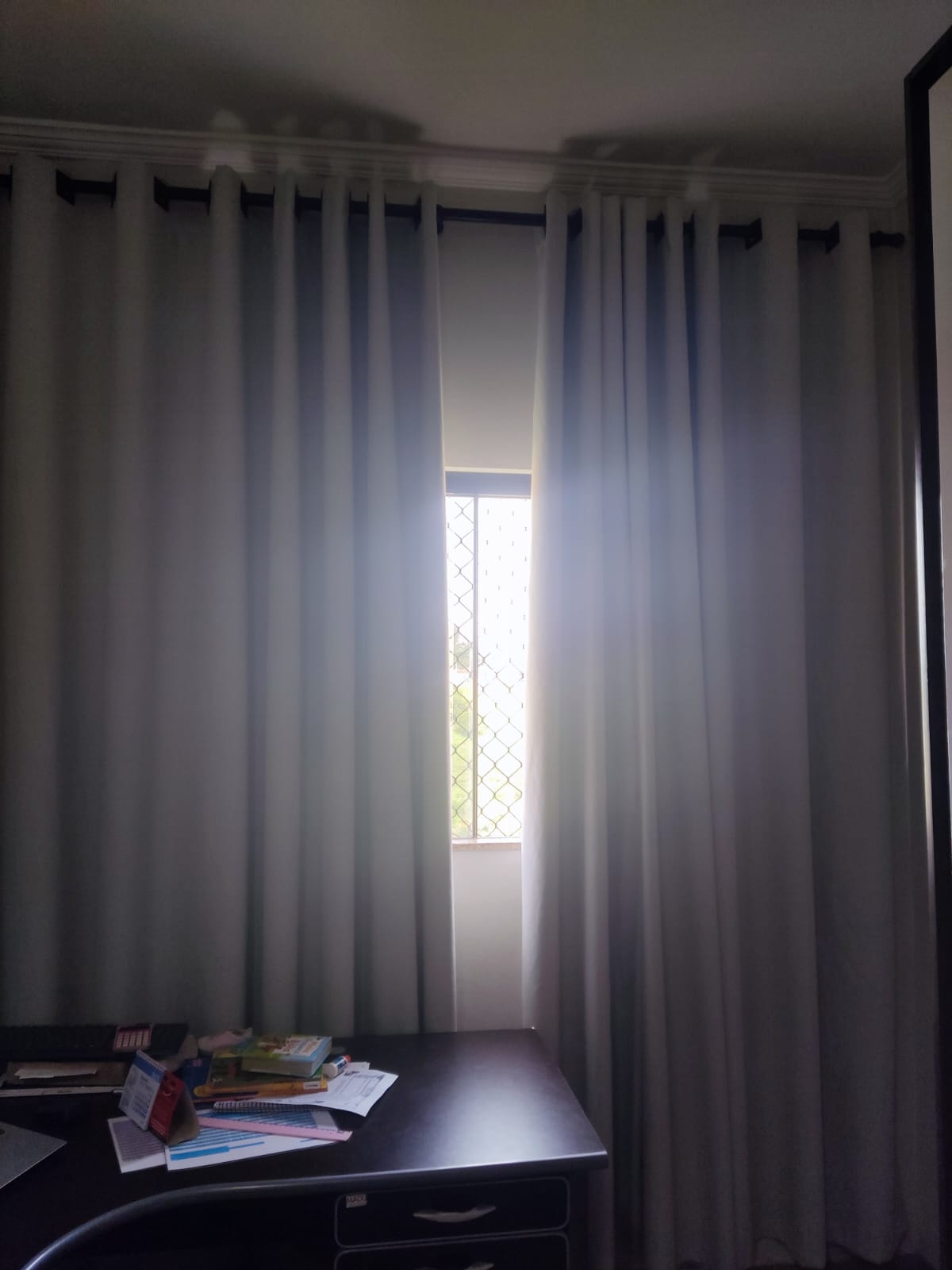 Kit de 5 cortinas de Blackout de linho cinza sem voil para varão com ilhós cromado ( Cliente Vera ) ( D ) 