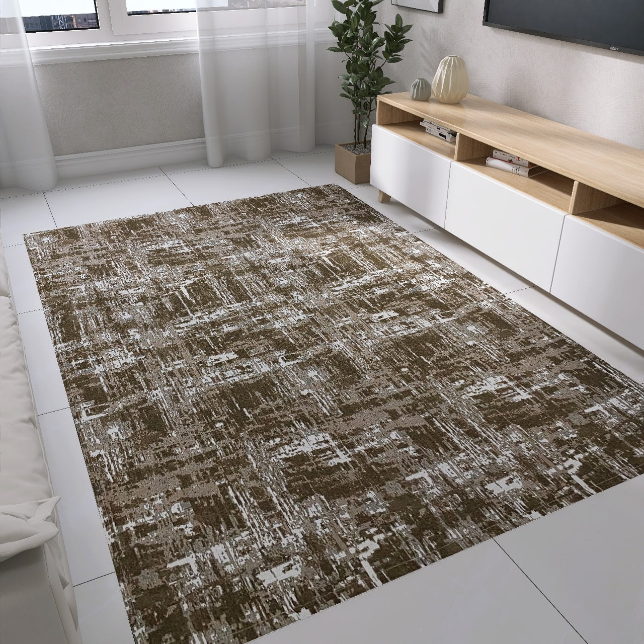 Tapete Sala Mescla marrom 3,00m X 1,40m Antiderrapante