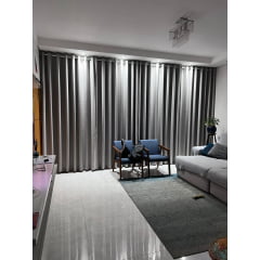 Cortina de Gaze de Linho cinza com Forro Blackout 70% - Para Trilho Suisso Modelo Max Simples 6,00 x 2,50 ( Cliente Thais ) ( D ) - Cópia (1)