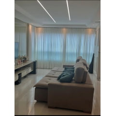 1 Cortina de Gaze de Linho Branco Com Forro Micfrofibra Branco 6,00 x 2,72 barra de 6cm - Trilho suíço Max (G)