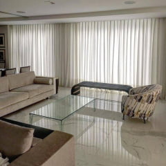 1 Cortina de Gaze de Linho Off White com Forro Microfibra Pérola - Para Varão Simples / Ilhós Branco Cortina: 10,00 x 2,56 - em 4 partes Cliente Mari (G) 