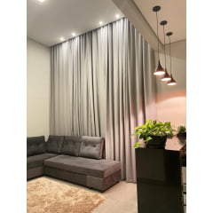 Cortina de Blackout de Linho 100% Cinza- Para Trilho Suisso Max Simples ( Ver Descrição) W
