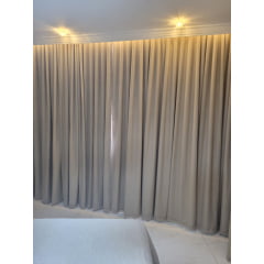   Cortina de Gaze de linho bege com Forro Blackout 100% bege - Para Varão Simples com ilhós 3,00 x 1,80 ( cliente Laura ) ( D )