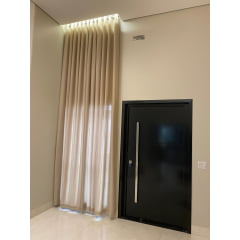 Cortina de Gaze de Linho bege com Forro Microfibra pérola - Para Trilho Suisso Max SIMPLES Barra de 15 cm 8,00 x 2,52 ( Cliente Sheila )( D )