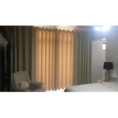 Cortina de Gaze de Linho Bege com Forro Microfibra Bege- Para Varão Simples 10,00x2,30 ( Ver descrição)W 