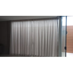 Cortina de Gaze de Linho Cinza com Forro Microfibra Cinza - Para Varão Simples com ilhós cromado 8,00 x 2,73 ( Cliente Priscila Emival ) ( D )