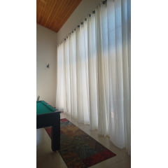 Cortina de Gaze de Linho Bege com Forro Microfibra perola  - Para Varão Simples com ilhós cromado ( Cliente Edilene ) ( D )