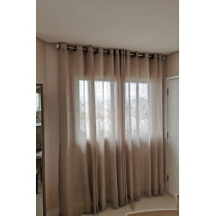 Cortina de Gaze de Linho bege sem Forro- Para Varão Simples com ilhós  2,50 x 2,30 ( interiça ) ( Cliente Eliana Revendedora ) ( D )