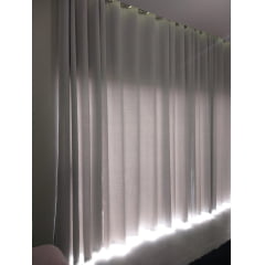 Cortina de Gaze de Linho branca com Forro Blackout 70% branco gelo - Para Trilho Suisso Max SIMPLES ( Cliente Gloria ) ( D )