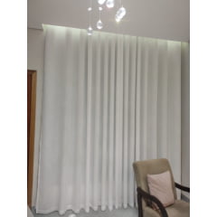 Cortina de Gaze de Linho branca com Forro Microfibra branco - Para Varão Simples com ilhós branco 3,00 x 2,47 ( Cliente Rilda ) ( D )