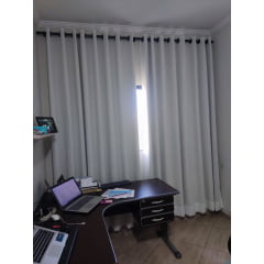 Cortina de Gaze de Linho branco com forro blackout 100% branco gelo para varão simples 10,80 x 2,92 ( cliente Erlane ) ( D )