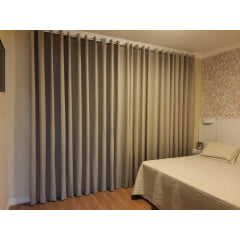 Cortina de Gaze de Linho cinza com Forro Blackout 100% cinza - Para Varão Simples com ilhós cromado ( Cliente Joy ) ( D ) Cortina de Gaze de Linho cinza com Forro Blackout 100% cinza - Para Varão Simples com ilhós cromado ( Cliente Joy ) ( D )