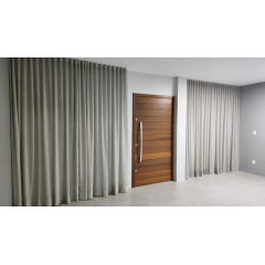 Cortina de Gaze de Linho Cinza com Forro Blackout 70% cinza claro - Para Trilho Suisso Max SIMPLES ( Cliente Cris ) ( D )