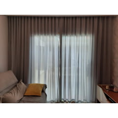 Cortina de Gaze de linho cinza com Forro Microfibra branco - Para Trilho Suisso Max SIMPLES 6,00 x 2,60 ( Cliente Cris ) ( D ) 