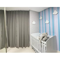 Cortina de Gaze de Linho Cinza com Forro Microfibra branco - Para Varão Simples com ilhós cromado  9,00 x 2,35 ( Cliente Mariane ) ( D )
