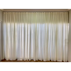 Cortina de Gaze de Linho Off White com Forro Microfibra pérola - Para Varão SIMPLES com ilhós branco 10,00 x 2,80 ( Cliente Gladys ) ( D )