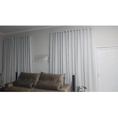 Cortina de Gaze de Linho Off White com Forro Blackout 70% Branco Gelo- Para Varão Simples 10,00x2,50 ( Ver Descrição) W