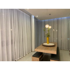 Cortina de Gaze de Linho Off white com Forro Microfibra branco  - Para Trilho Suisso Max Duplo ( cliente Patricia ) ( D )